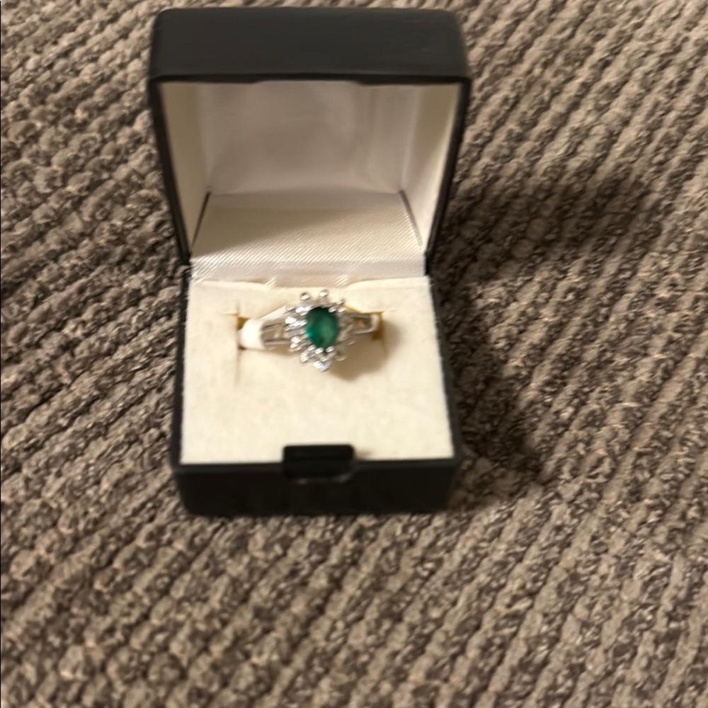 Faux Emerald with CZ Women’s Sterling Silver Ring